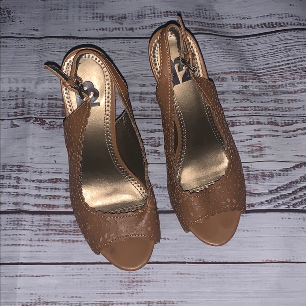 Brown Peep Toe Heels